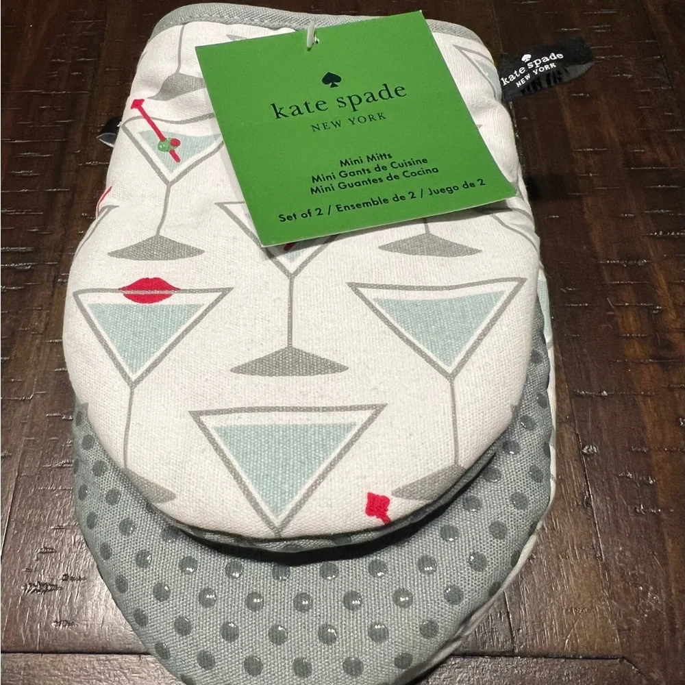 Kate Spade New York White & Gray Martini Oven Mini Mitts Set Of 2